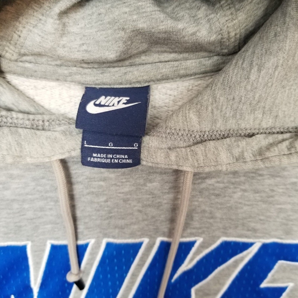 Nike Spellout Y2kHoodie Mens Lg Gray Blue Pullover Sweatshirt Blue Label - Picture 3 of 7